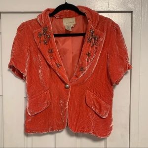 Crushed Velvet Vintage Y2K Shrug Bolero w Beading